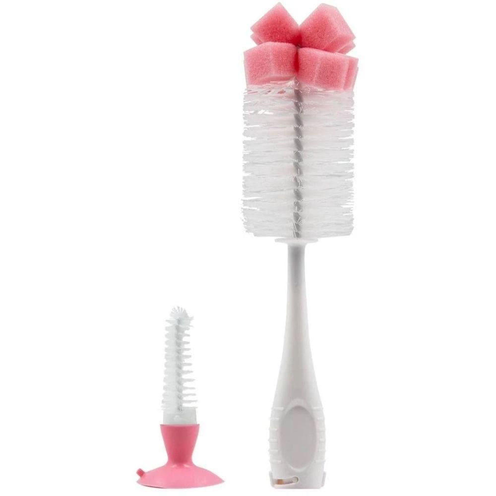Escova Mamadeira Com Ventosa E Limpador De Bico Rosa Buba
