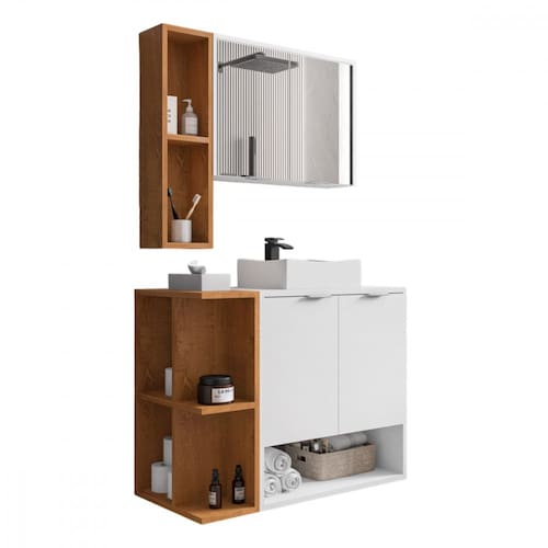 imagem-Gabinete com Cuba e Espelheira Ibiza Branco Naturale Bechara