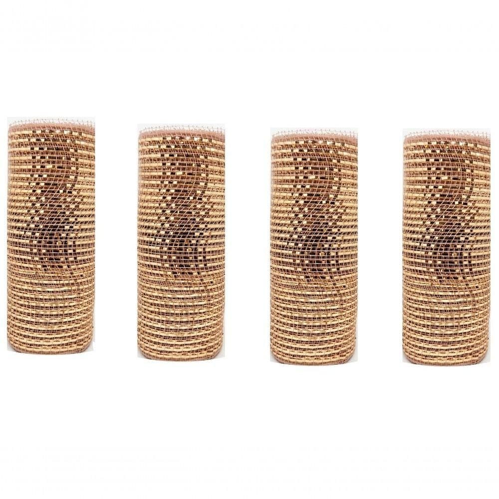 Kit Tela Decoração Natal Fita 15cm X 5 Metros Rosê Gold 4 Pç