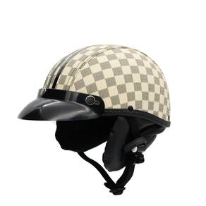 Capacete coquinho scooter moto elétrica bike couro xadrez