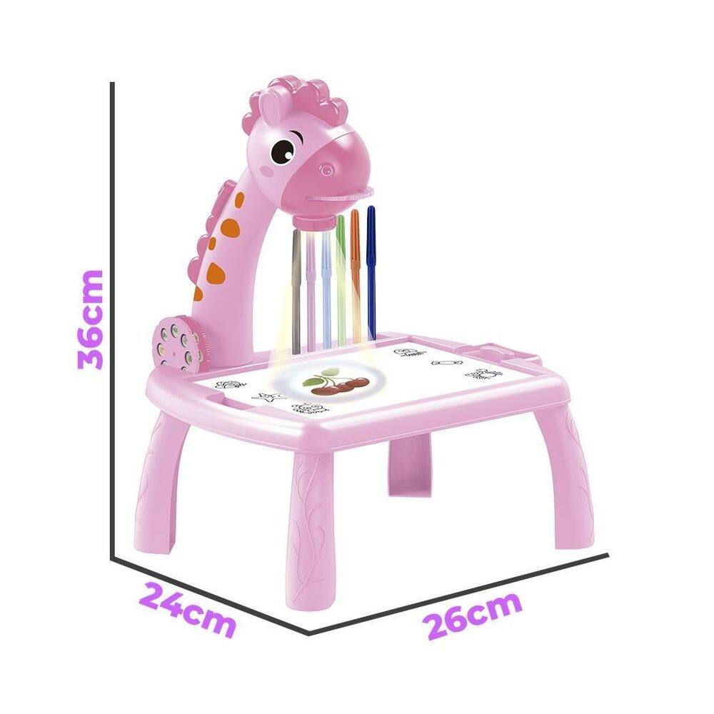 Mesa Lousa Projetora Desenhos Infantil Rosa Castela Brasil