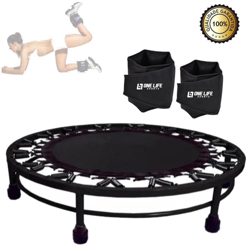 Mini jump cama elástica profissional + caneleira 2 kg