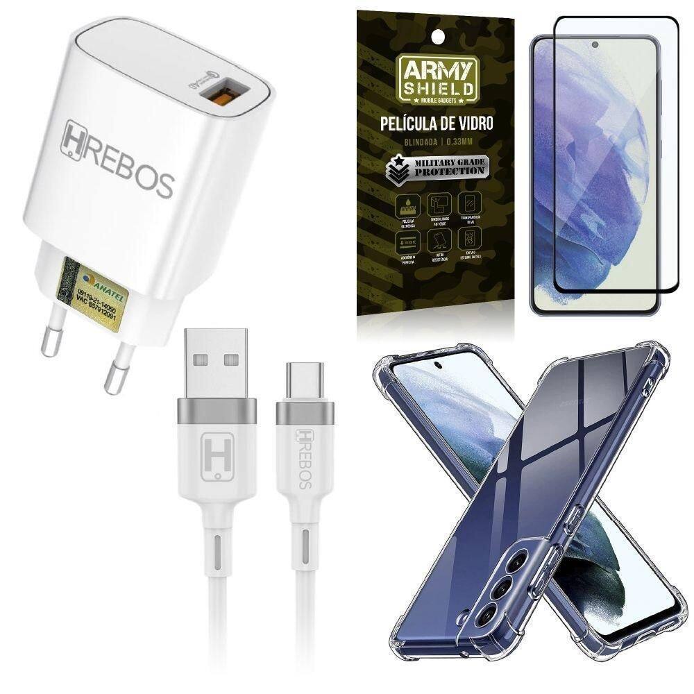 Capinha samsung s21 fe + carregador turbo h183 + pelicula 3d