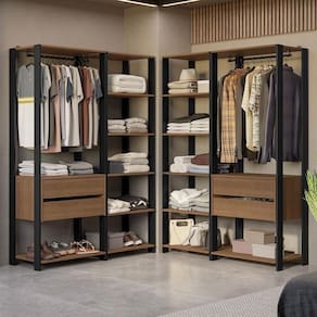 Guarda-roupa Closet Modulado Valencia 4 Gavetas 358cm Rustic/preto Madesa 04 Rustic/preto