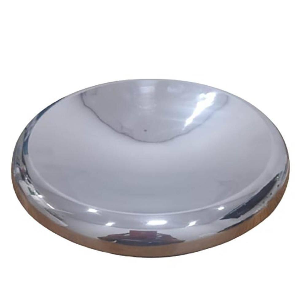 Fruteira em inox bandeja redonda centro de mesa 50cm allene