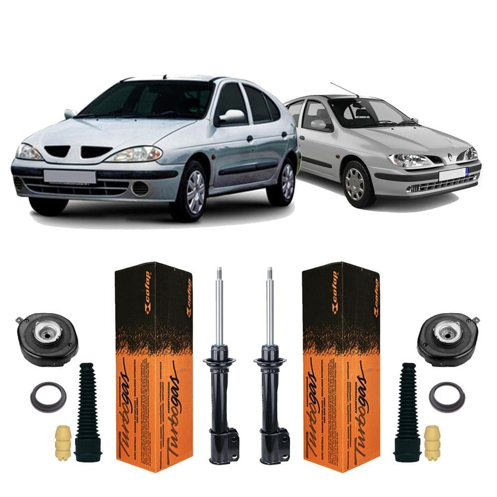 Par amortecedor + kit coxim dianteiro megane 1998 1999 2000