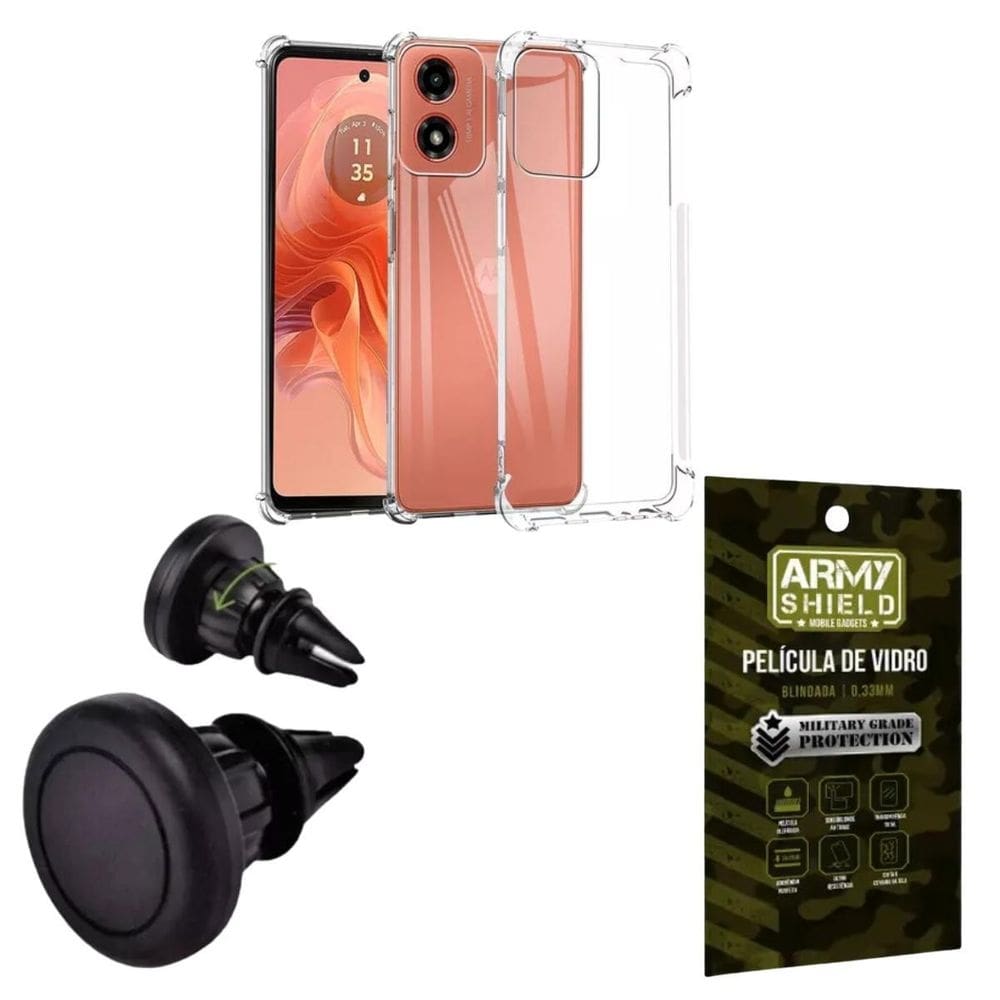 Kit Capinha Antishock Moto G54 + Suporte Magnetico