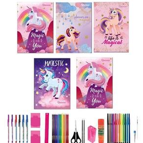 Kit 10 caderno unicórnio grande a4 brochurão 40 materiais