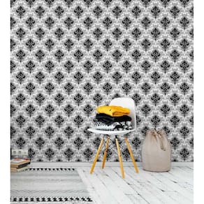 Papel de parede detalhes branco e preto para sala e quarto