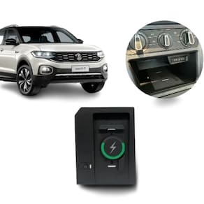 Carregador Veicular Sem Fio Para Volkswagen T-Cross 2022/24 Preto