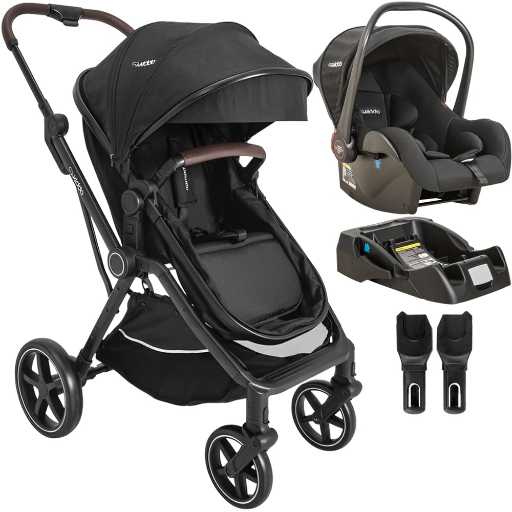 Carrinho de Bebe com Bebe Conforto e Base Kiddo Nomad Preto