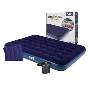 Colchão Casal Inflável + 2 Travesseiros + Bomba Elétrica Vg Plus