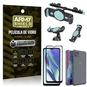 Capinha moto g50 5g + suporte veicular 3 em 1 + película 3d