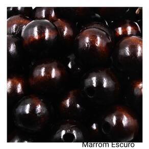 Conta Bola Madeira 22mm C/ Brilho e Furo 50 Peças Artesanato