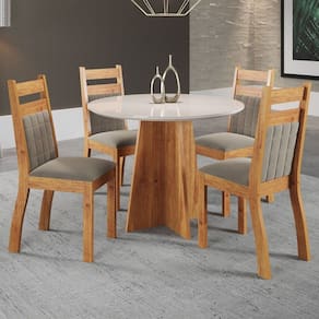 Mesa de Jantar 4 Lugares Derry Perola/Off White - Panorama Móveis