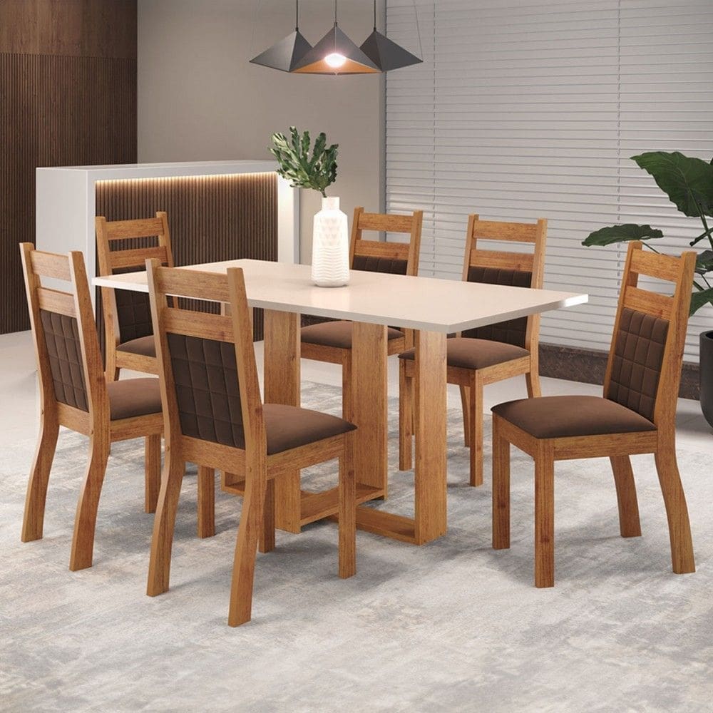 Mesa de Jantar 6 Lugares Caiçara Blonde - Panorama Móveis