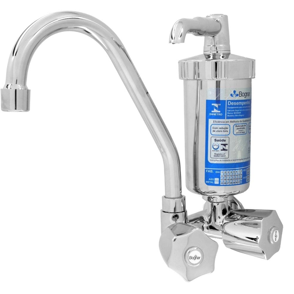 Torneira filtro e bica movel com copo metal c27 parede
