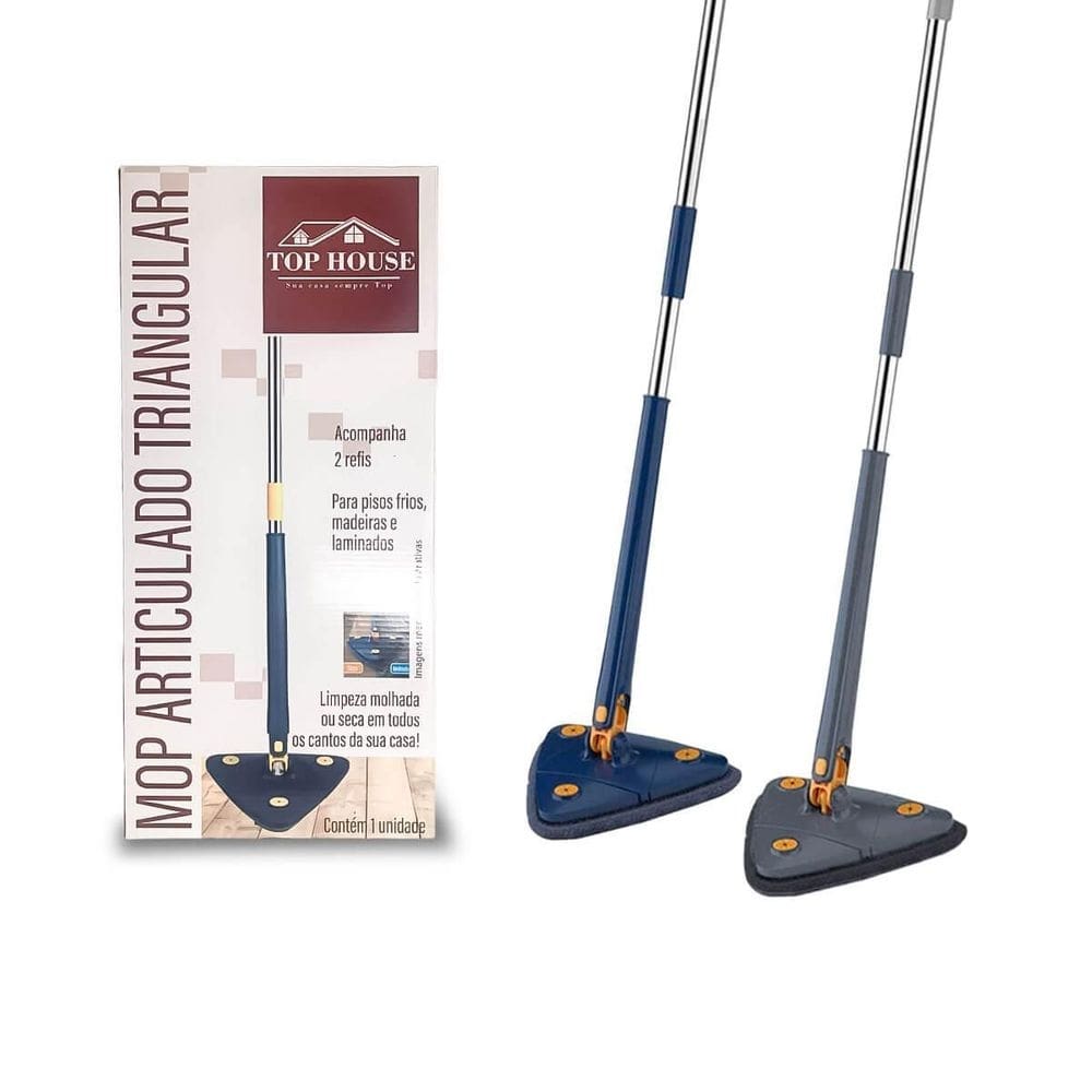 Esfregão triangular mop giratório desmontável 1,18m