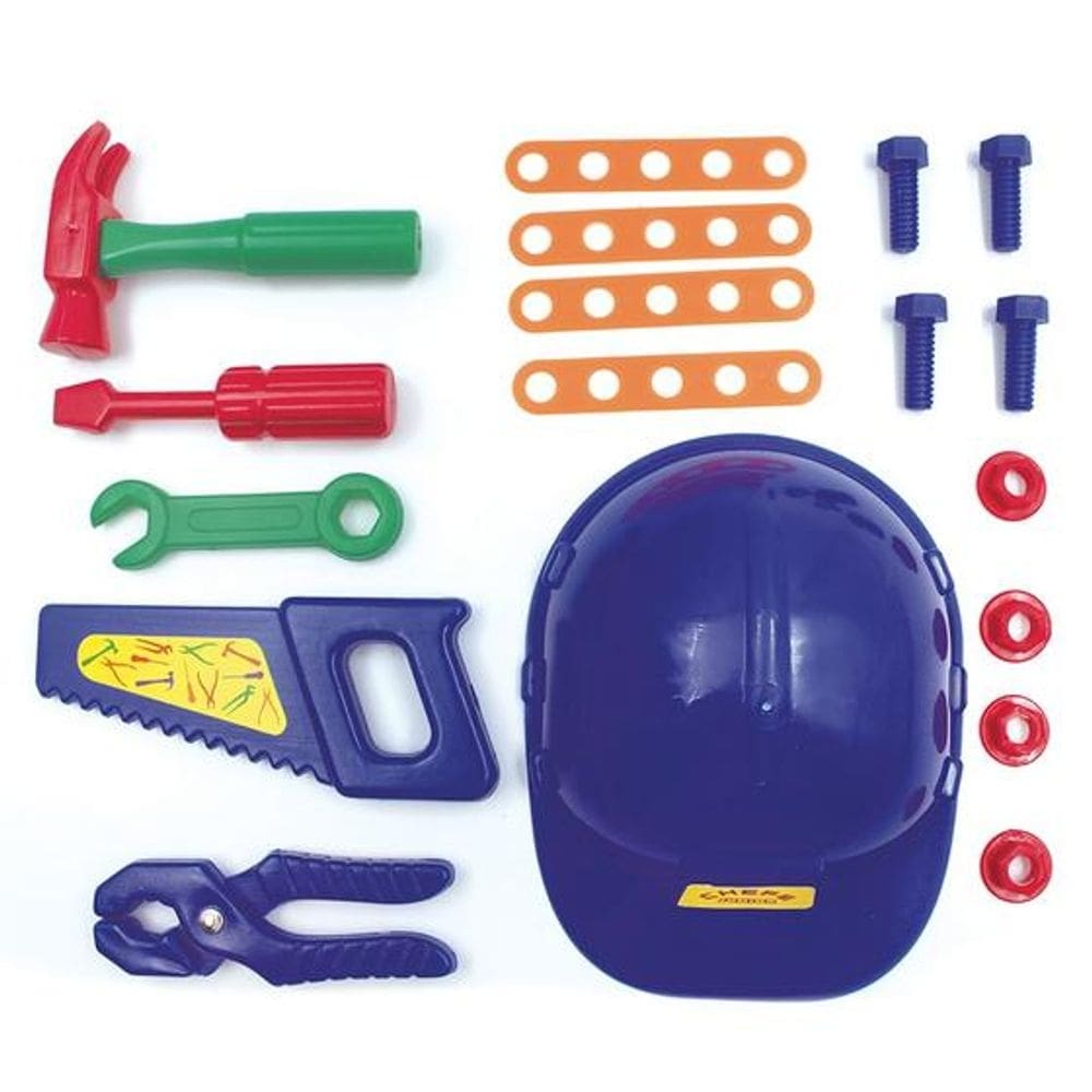 Kit Ferramenta Construtor junior com capacete Brinquedo