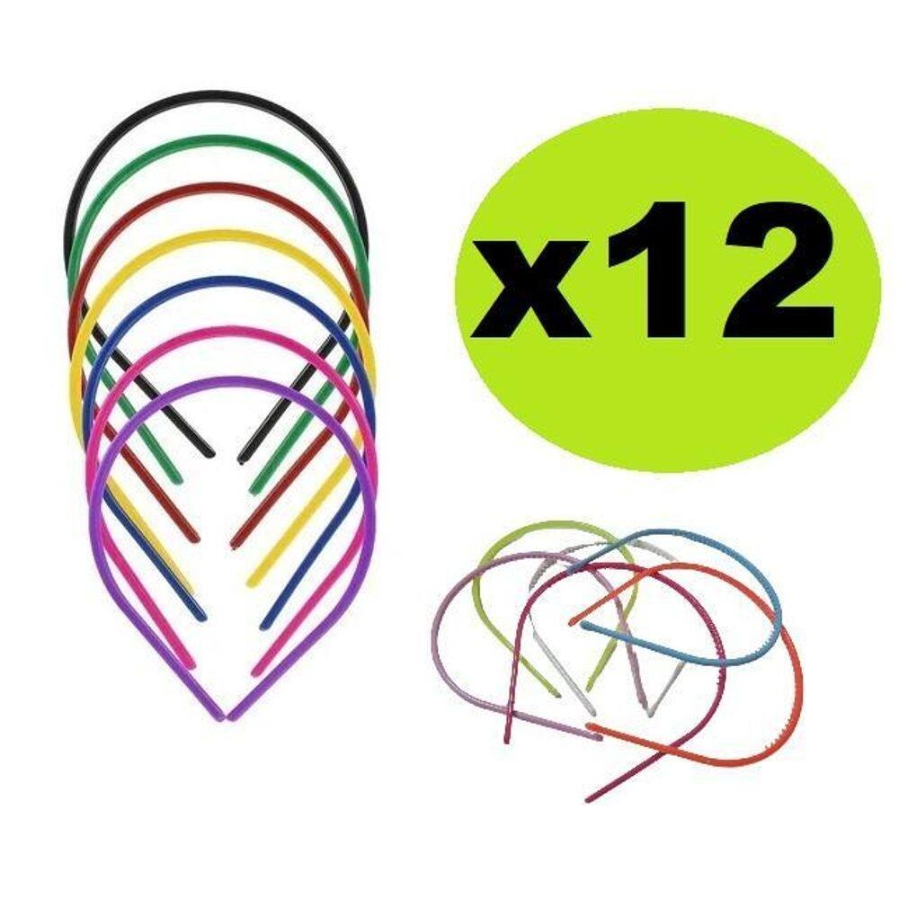 12 tiaras arco plástico  para cabelo 14cm