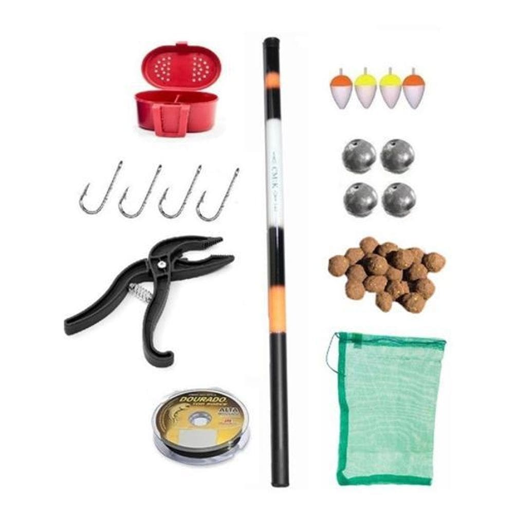 Kit pesca completo vara telescópica 4,50mts boia anzol mais kit