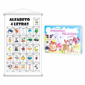 Kit jogo aprendendo palavras + banner alfabeto 80x50cm