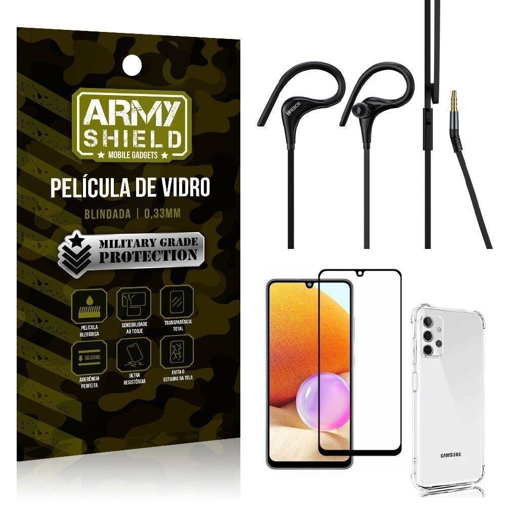 Capinha samsung a32 4g + fone sport hs92 + pelicula 3d