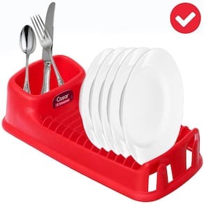 Escorredor de louça plástico compacto vermelho casar sanremo