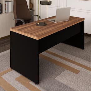 Mesa Retangular Pé Painel 170x70x73,5cm Marrom/Preto