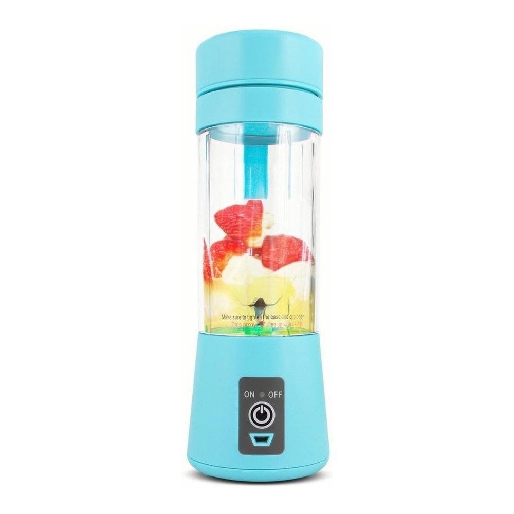 Mini liquidificador portátil shake suco recarregável azul