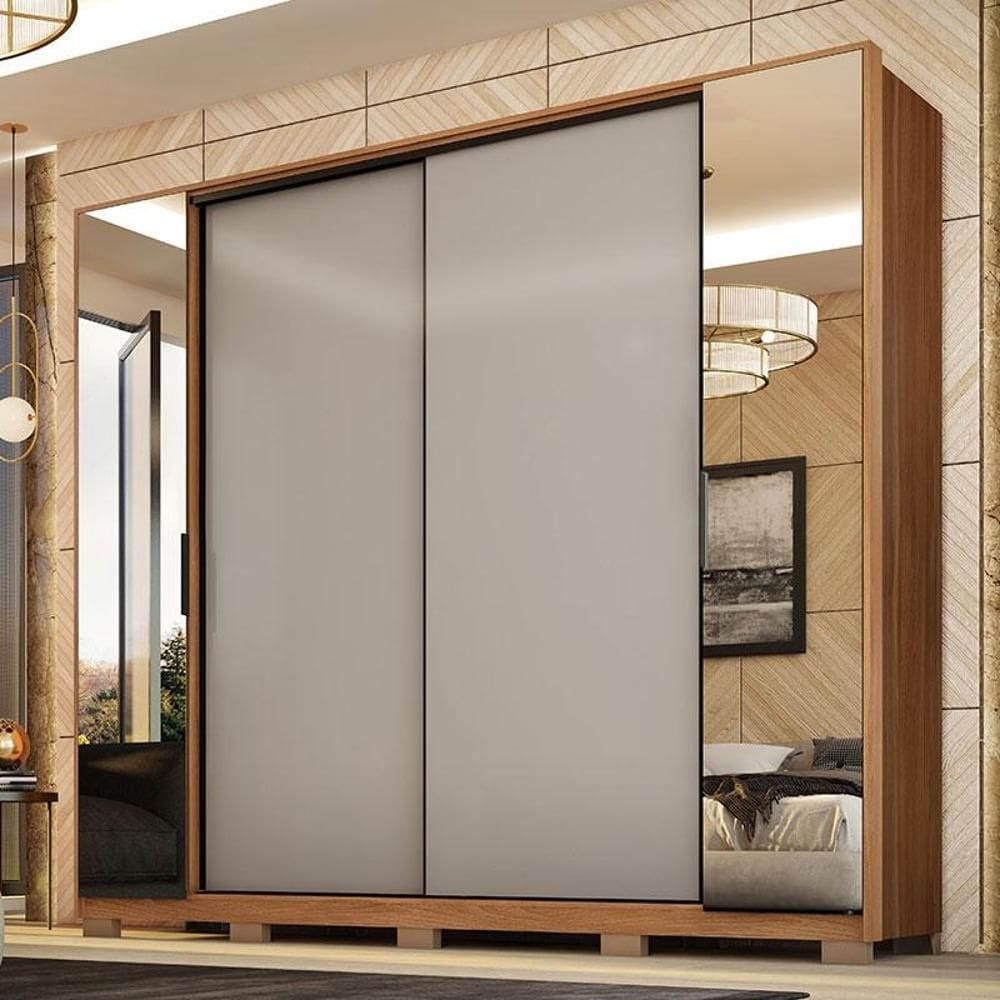 Guarda Roupa Casal Ambiente Laredo Amêndola Touch Nude Prime Flex com Pés - Demartez