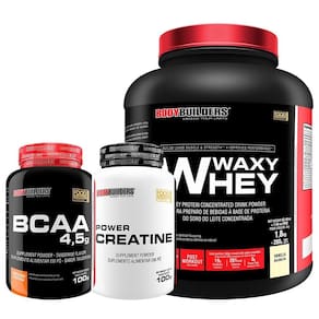 Kit waxy whey 2kg+ bcaa 4,5 100g+ power creatina 100g