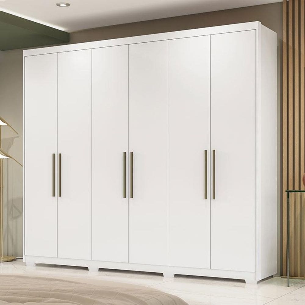Guarda Roupa Casal Ambiente Sumatra com Pés Branco Brilho – Demóbile