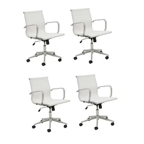 Kit 4 Cadeiras de Escritório Diretor Office Sevilha Tela Rivatti Branco