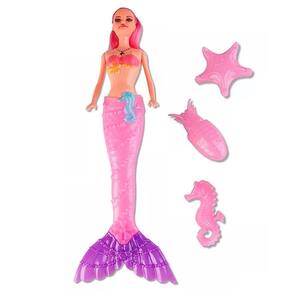 Kit de boneca sereia princesa + acessórios acende s/ caixa