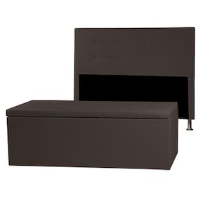 Kit Cabeceira e Calçadeira Baú Solteiro 0,90m Berlim Corano Marrom - Pallazio