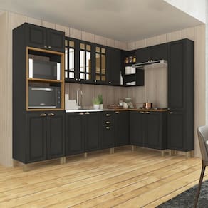 Cozinha Modulada Completa 8 Peças 18 Portas 2 Gavetas Paris Cinza