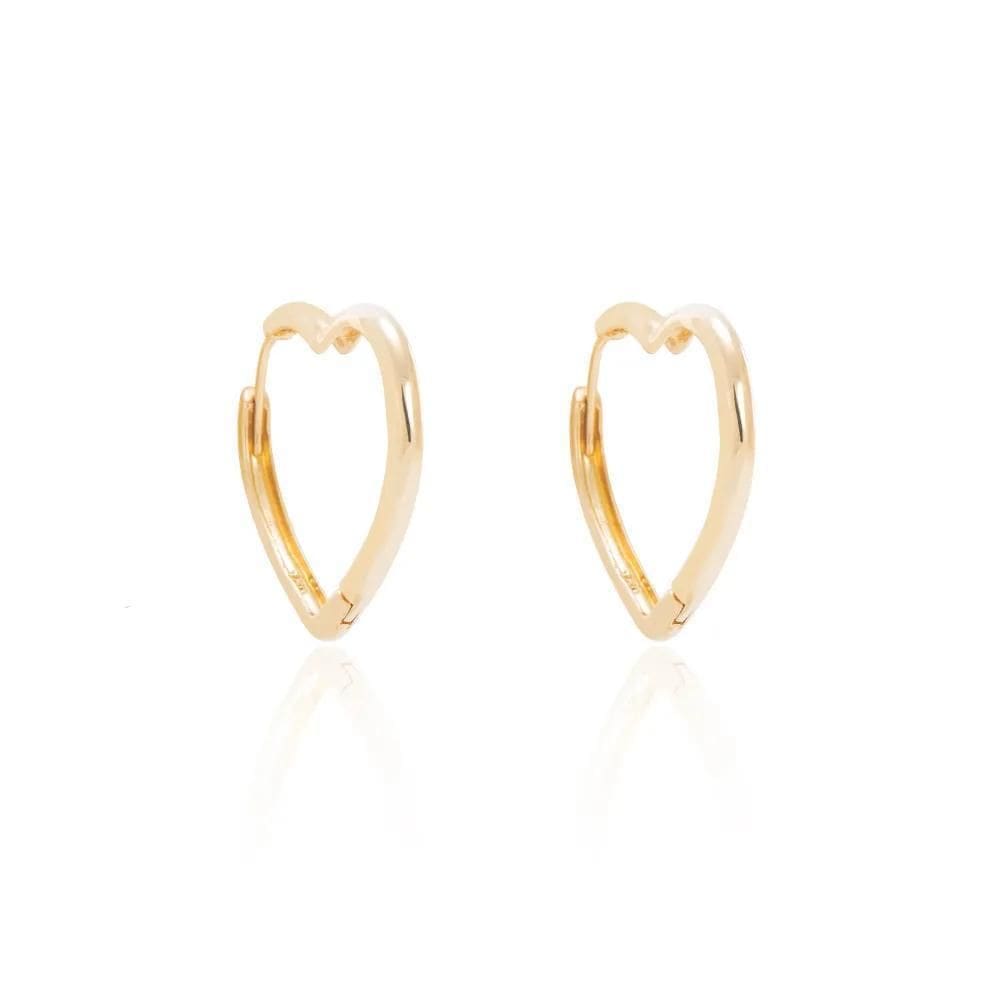 Brinco De Coração Argola Banhado A Ouro 18 K