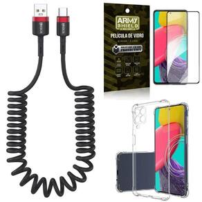 Kit capinha samsung m53 5g + cabo espiral tipo c + película