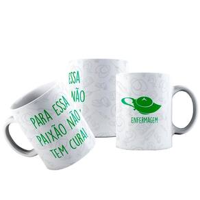 Caneca cerâmica enfermagem essa paixão não tem cura
