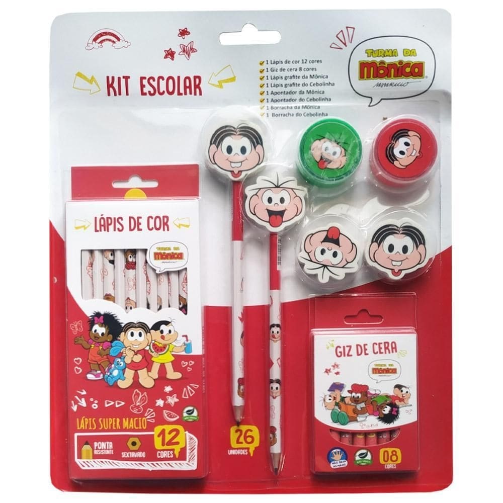 Kit escolar turma da mônica 26 peças lyke