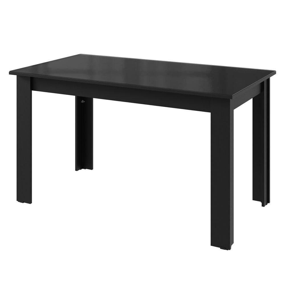 Mesa De Jantar Retangular Com Tampo De Vidro Preto 5231 Madesa Preto