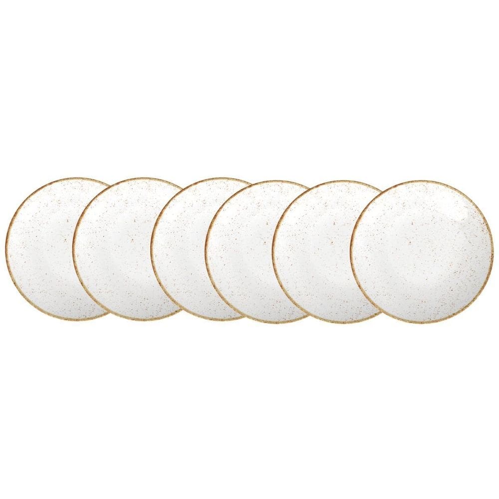 Kit Prato Sobremesa Porcelana Rústico Marrom 6Pçs Tramontina