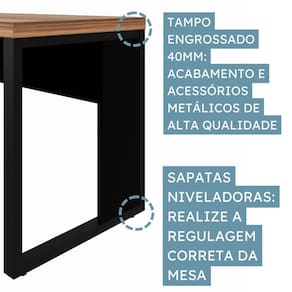 Mesa para Escritório Retangular Pé Quadro Preto/Marrom
