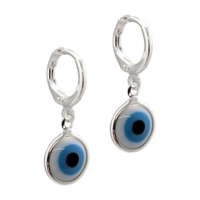 Brinco folheado a prata argola olho grego 10,5mm semijoias