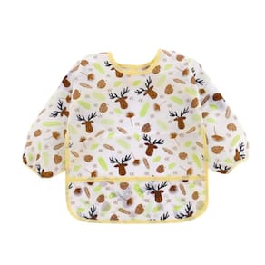 Babador avental impermeável manga longa - amarelo 18-24m