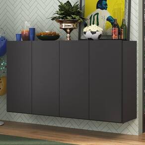 Aparador Buffet 4 Portas Suspenso Alemanha Br3594 Preto