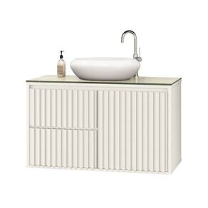 Gabinete Para Banheiro Ripado 80cm com Cuba Cor: Branco
