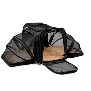 Bolsa Pet Transporte Expansível Preto + Par Luva Tira Pelos