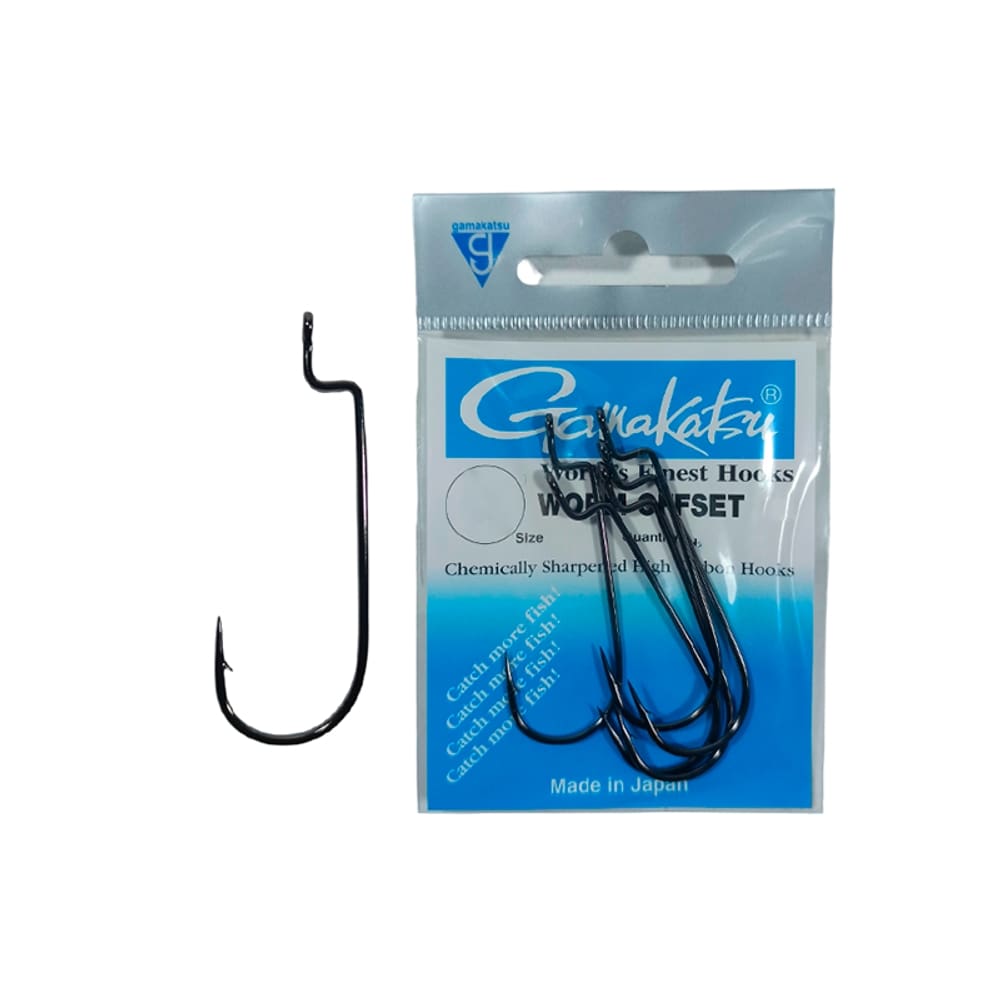 Anzol Gamakatsu Offset Worm Black Super Resistente Cartela - Escolha o Tamanho